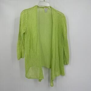 Chicos Womens Open Knit Cardigan Sz 0‎ US S Linen Blend Boho Coastal Grandmacore